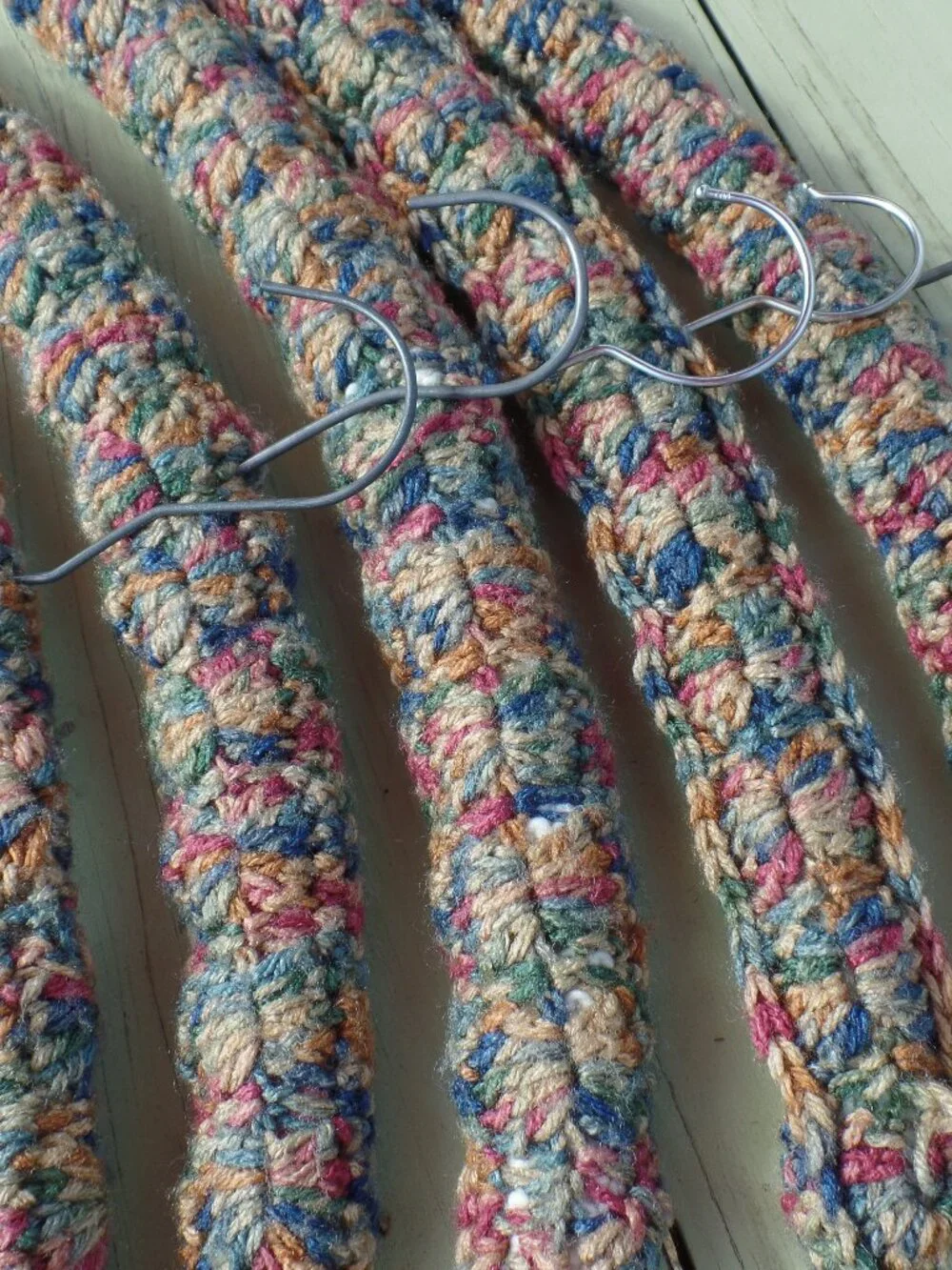 Vintage Hand Crocheted Hangers SET of 5 MULTI